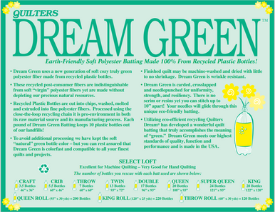  10953 Quilters Dream Green, Earth Friendly Quilt Batting, Twin  Size