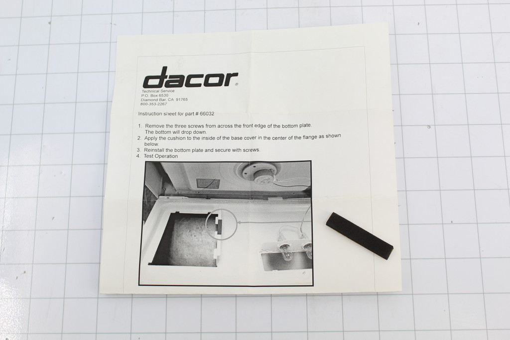 86829 - Front Dacor 86829 - Base Plate Cushion