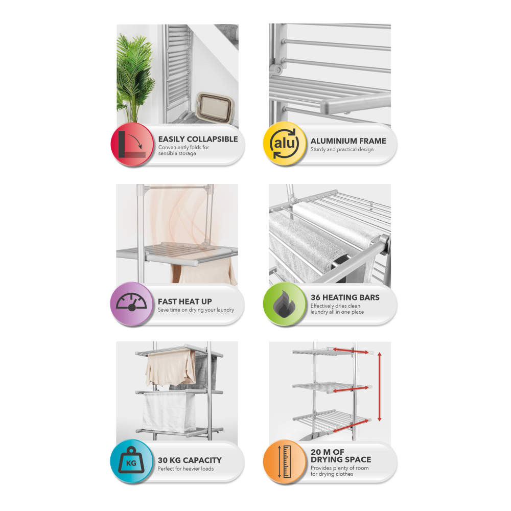 Shop 3-Tier Electric Heated Airer Collapsible