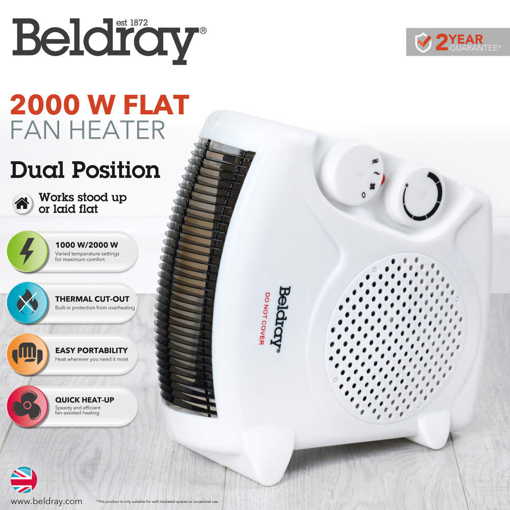 Shop Flat Fan Heater 2000W Cool Air Function - Main Image