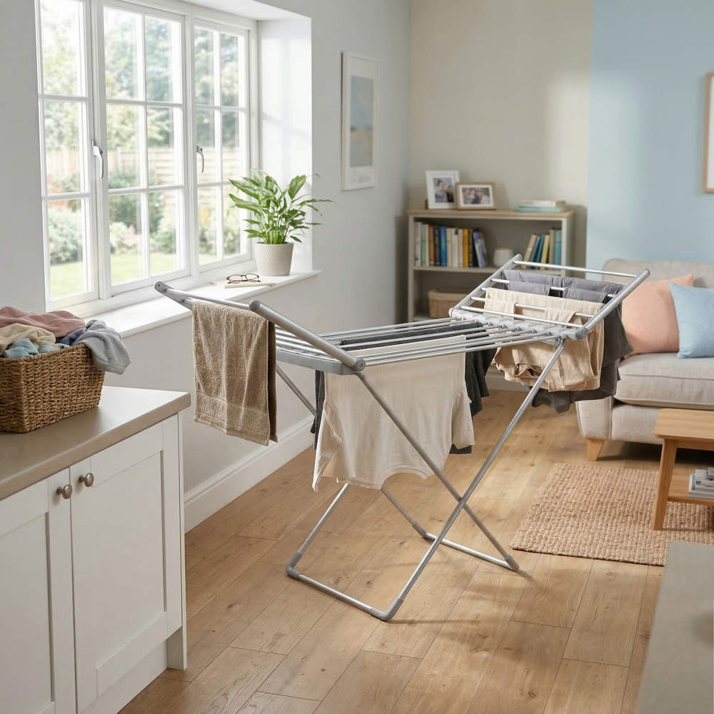 Beldray Winged Heated Airer in a modern home