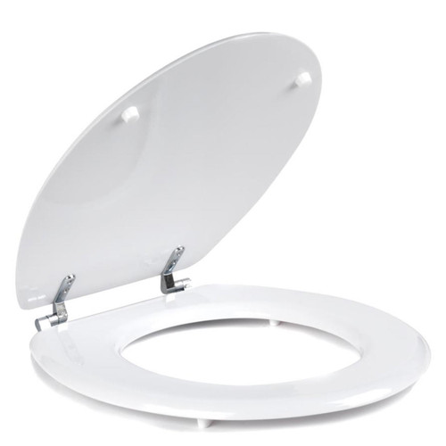 Wooden MDF Toilet Seat – Oval Shaped, Release Hinge For Easy Cleaning, 360 x 428mm Beldray  LA032355WHTFEU7 5053191032355