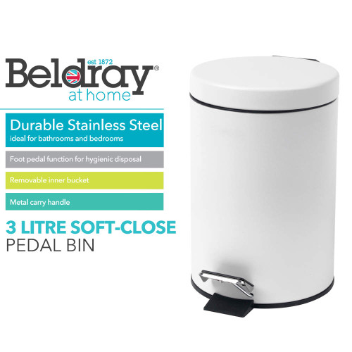 Round Pedal Bin - White