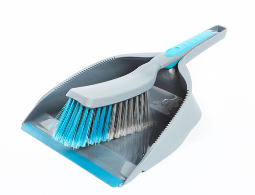 Kitchen Dustpan and Brush, Soft Bristle, Grey/Blue LA049254 5053191049254