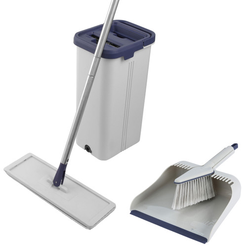 Deep Clean Flat Mop & Bucket with Dustpan & Brush