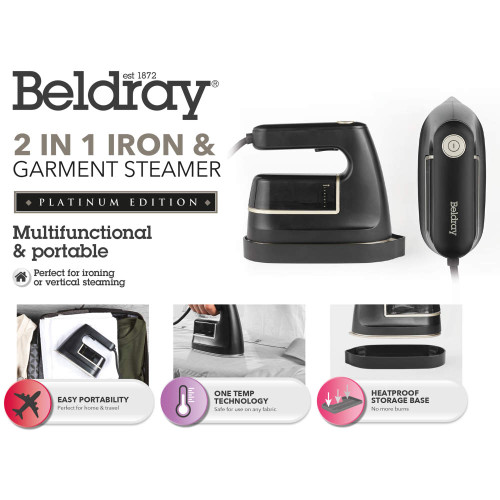 2 in 1 Iron & Garment Steamer - Black