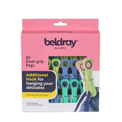 Palm Leaf Print Peg Bag & 24 Dual-Grip Pegs