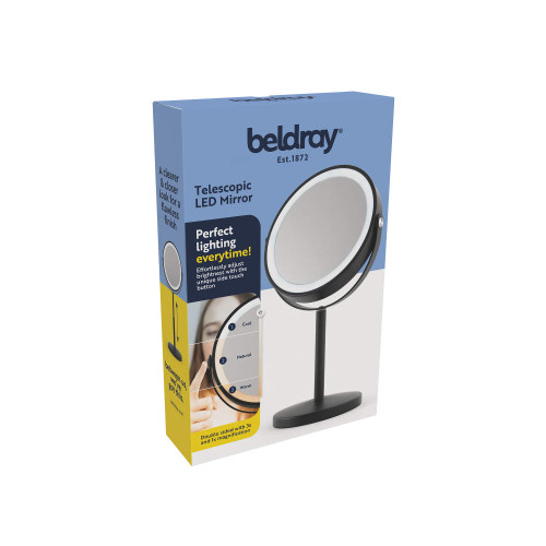 Rechargeable 7” Double Sided Makeup Mirror With Lights - Black - Beldray - LA00000023BEU7 - 5054061617849
