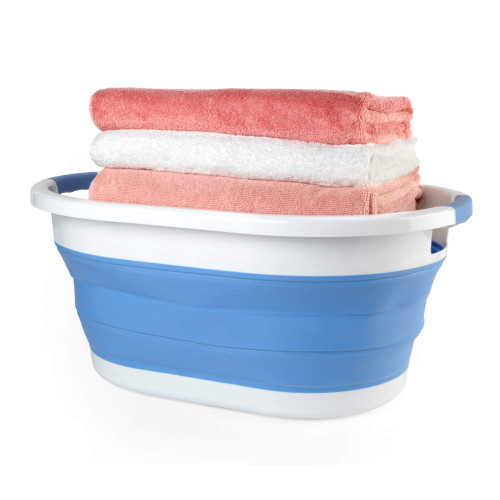 Collapsible Laundry Basket - 28 Litre, Blue - LA034816CRNFPEU7 5054061616972