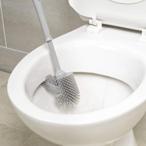 Silicone Toilet Brush & Bathroom Bin Set – Grey