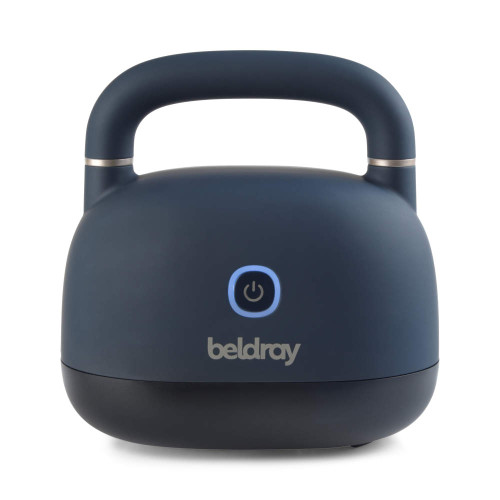 Blue Beldray cordless electric kettle with handle, power button lit, product front view