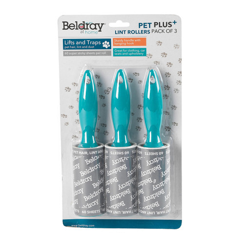 3-Piece Pet Plus Lint Roller Set, 60 Sheets Per Roller, Easily Removes Pet Hair Beldray LA074416EU 5053191074416