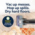 Vacuum cleaner mopping up pet mess on hard floor, promoting time-saving for busy homes