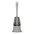 Grey toilet brush with matching holder, front view