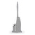 Grey toilet brush with holder, upright view, showing soft bristles