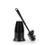 Black toilet brush and holder set with angled cleaning head