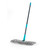 Grey chenille flat mop with turquoise handle, shown upright on white background