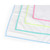 Set of white cloths with blue, green, and pink trim edges.