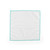 White microfibre cleaning cloth with aqua blue trim, shown flat.