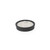 Round vacuum cleaner filter with black rim on white background