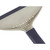 Grey and navy kitchen pan scraper with perforated strainer detail, shown close up.