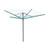 Outdoor rotary washing line with blue accents, open and ready for use