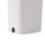 White plastic water butt base corner with dark grey tap fitting, shown close up.