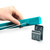 Teal retractable washing line with grey wall bracket, shown being installed by hand