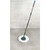 Grey and teal spin mop with bucket, shown with soapy water