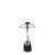 Blue upright garment steamer with adjustable pole, shown front view on white background