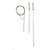 Set of three white flexible cleaning brushes for radiator and pipe cleaning.