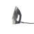 Beldray steam iron upright, grey and silver side view with power cord