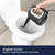 Steam cleaner removing stains from baby high chair tray in kitchen