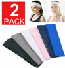 2-Pack HEADBAND Stretch Sports Yoga Gym Hair Band Wrap Sweatband Womens Mens