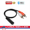 2-RCA Male Plug to 3.5mm Female Aux Audio Headphone Jack Converter Adapter Cable