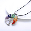 Tree of Life Pendant Necklace 7 Chakra Natural Gemstone Crystal Stones Healing