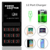 Multi 12 Port USB Charging Station Hub Desktop Wall Cell Phone Charger Organizer