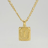 18" Gold Plated Initial Letter Pendant Necklace Stainless Steel Figaro Chain