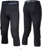 Men's Basketball Sports Tight Pants 3/4 Compression Workout Leggings Knee Pads