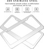 2PCS Chrome Stainless Steel Metal License Plate Frame Tag Cover With Screw Caps