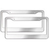 2PCS Chrome Stainless Steel Metal License Plate Frame Tag Cover With Screw Caps