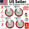 4 Pack 5 Inch Caster Wheels Swivel Plate Polyurethane Wheels Heavy Duty Wheels