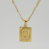 18" Gold Plated Initial Letter Pendant Necklace Stainless Steel Figaro Chain