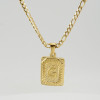 18" Gold Plated Initial Letter Pendant Necklace Stainless Steel Figaro Chain