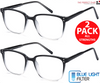 2 PK Unisex Blue Light Blocking Reading Glasses Computer Readers For Men Women