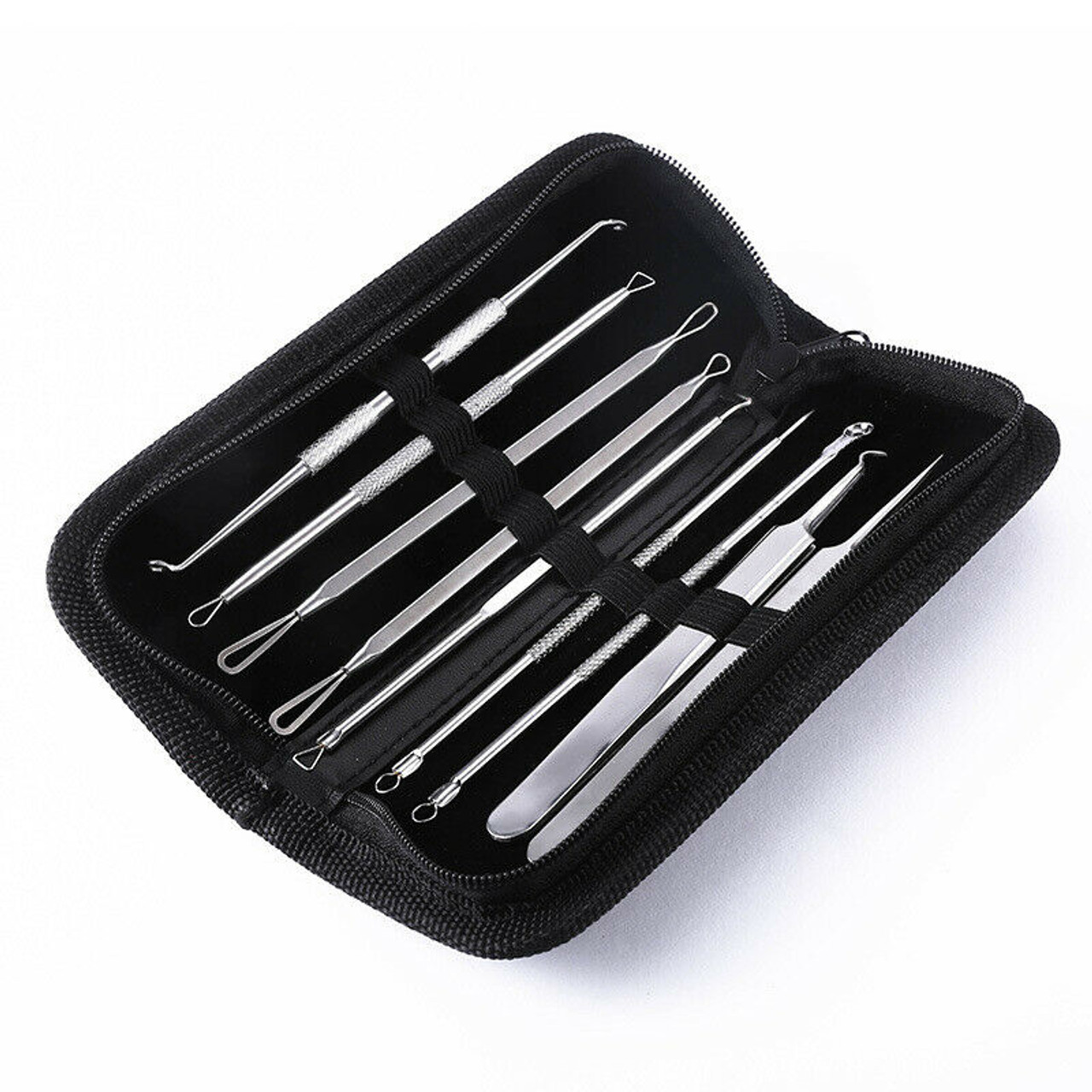 9PCS Blackhead Acne Tweezers Pimple Blemish Extractor Remover Tool Kit Set USA