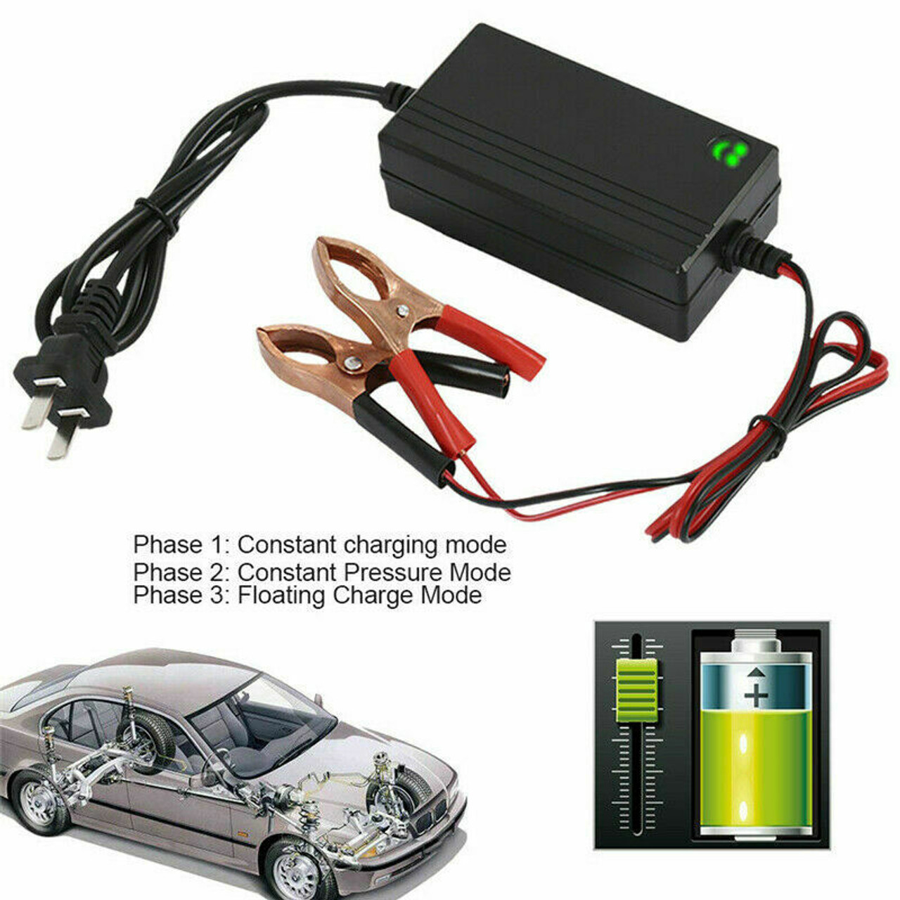 Portable 12V Auto Car Battery Charger Tender Trickle Maintainer Boat Motorcycle