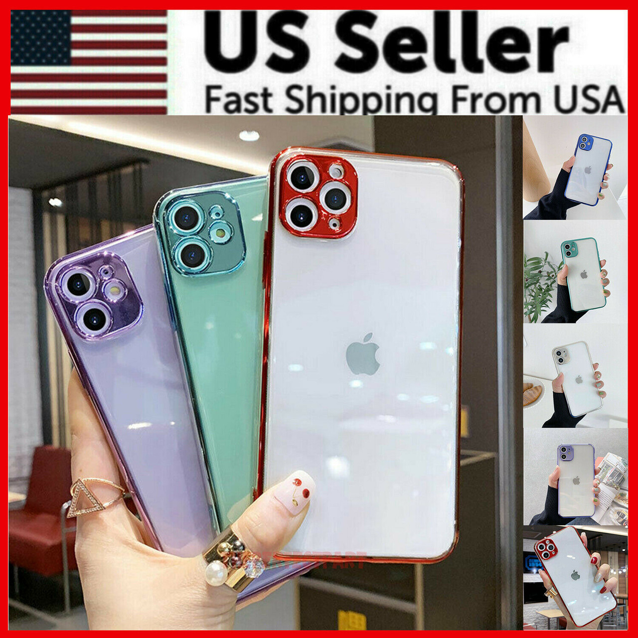 Plating Clear Case Cover For iPhone 11 Pro Max 7 8 X XR XS MAX Shockproof SLIM