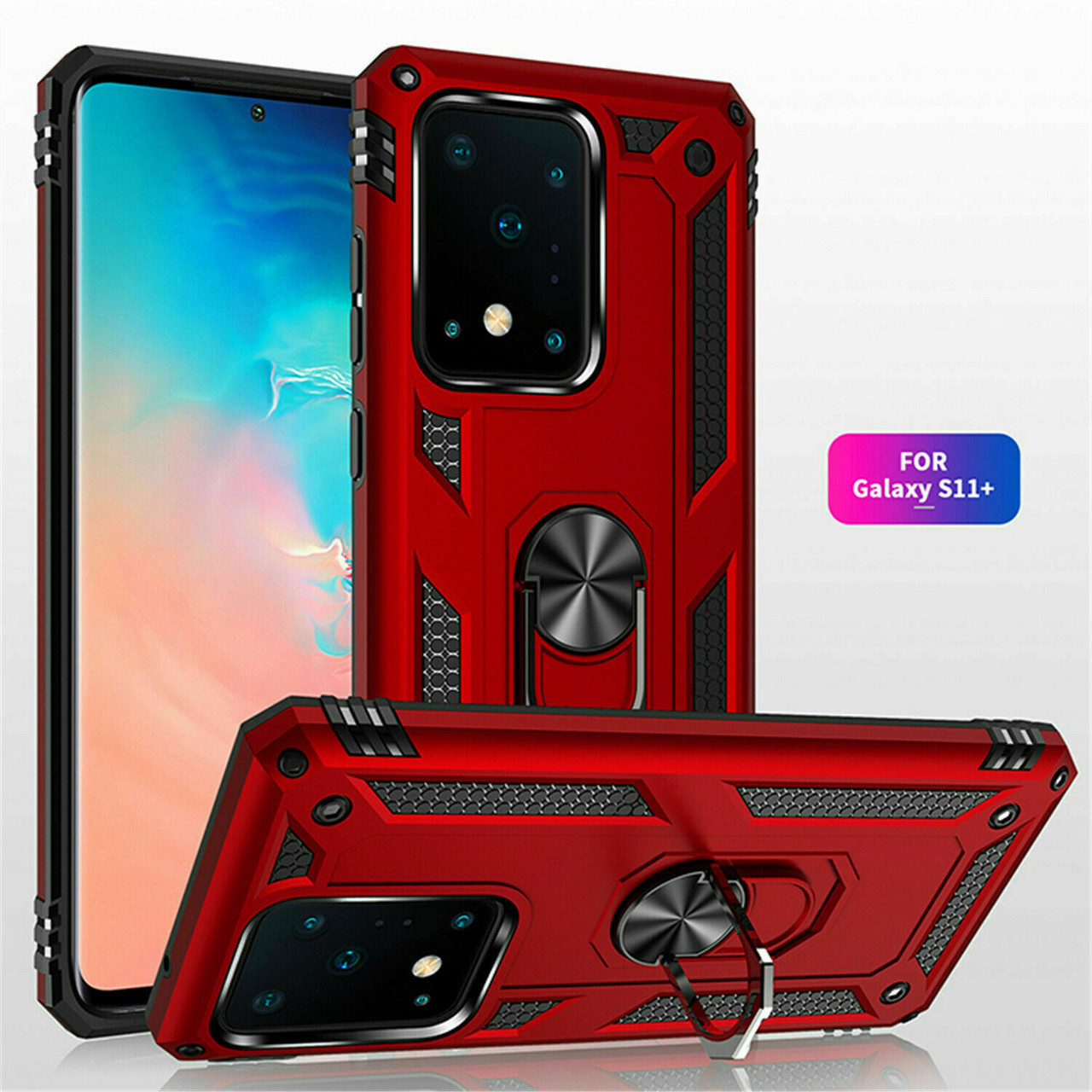 For Samsung Galaxy S20 S10 S9 S8 Plus Case Shockproof Ring Kickstand Phone Cover