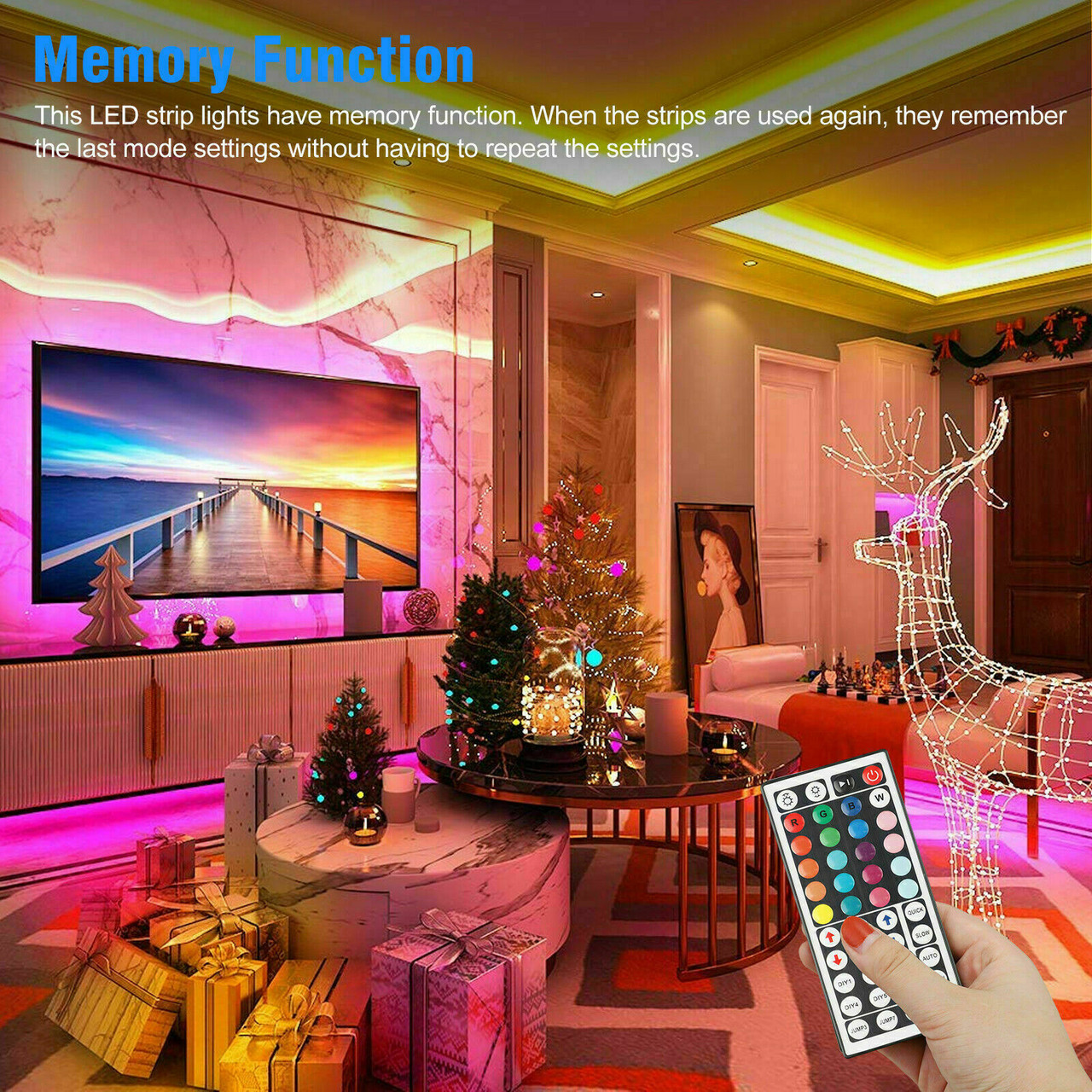 Waterproof 16FT/32FT Flexible 3528 RGB LED SMD Strip Light Remote Room Party 12V